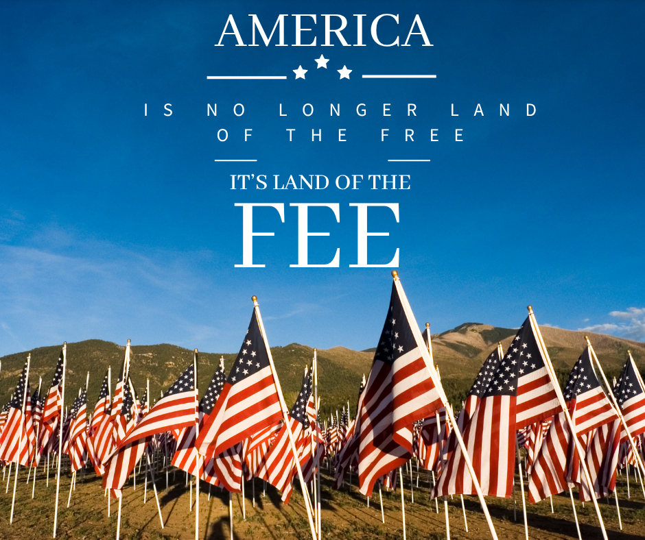 'Stop paying merchant credit card processing fees' emphasizing freedom from fees in the U.S."